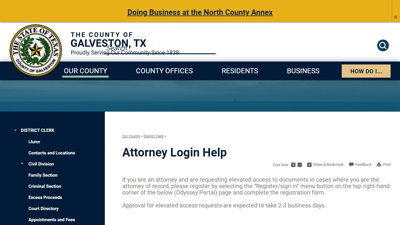 Attorney Login Help - Galveston County, TX