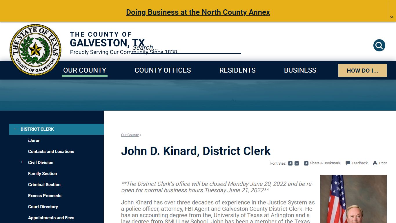 John D. Kinard, District Clerk - Galveston County, TX